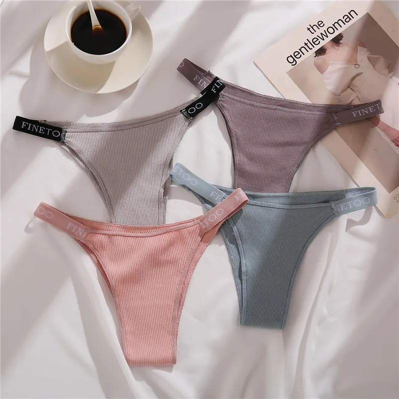 3 pack Cotton Mix Panties Letter Waist Underpants Lingerie Thong Pantys Underwear Intimates