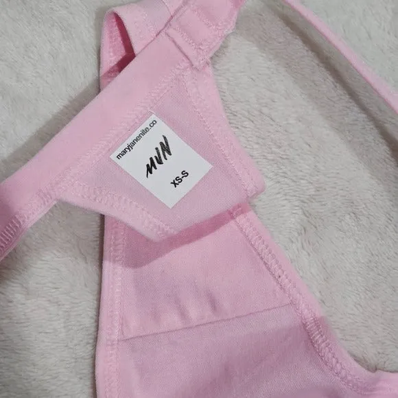 420 Thong | Pink Stretchy Black 4:20 Graphic Front Cotton XS-S