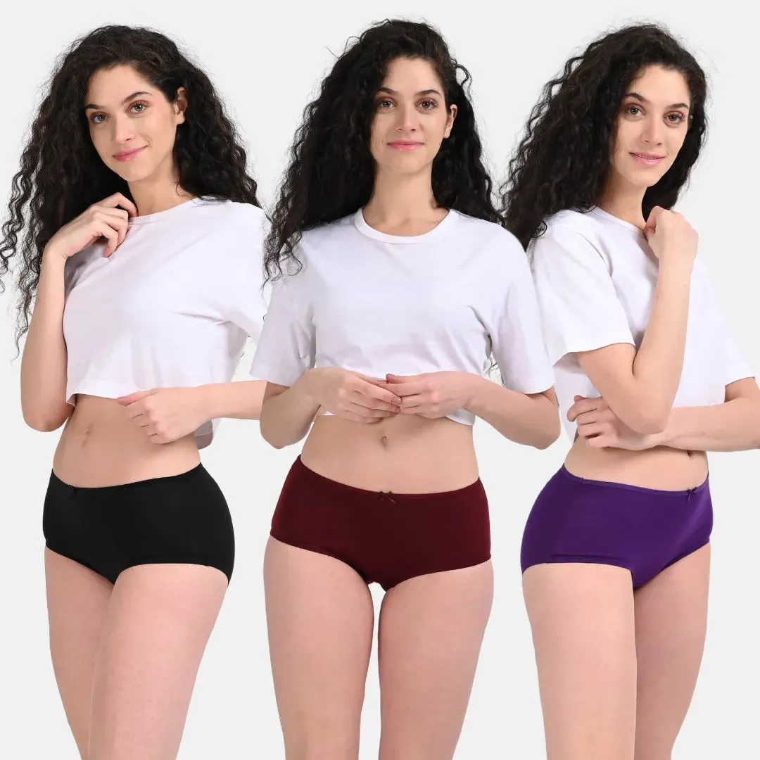 BrZee Hipsters | Lightweight Cotton-Elastane Fabric  | Super Stretchy For Comfort | No Visible Panty Lines | Pack Of 3