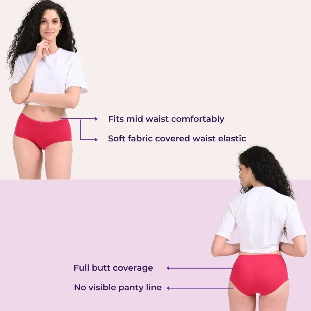 BrZee Hipsters | Lightweight Cotton-Elastane Fabric  | Super Stretchy For Comfort | No Visible Panty Lines | Pack Of 3