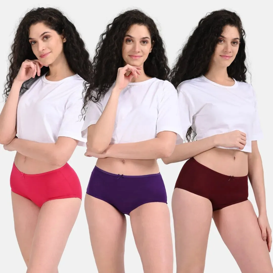 BrZee Hipsters | Lightweight Cotton-Elastane Fabric  | Super Stretchy For Comfort | No Visible Panty Lines | Pack Of 3
