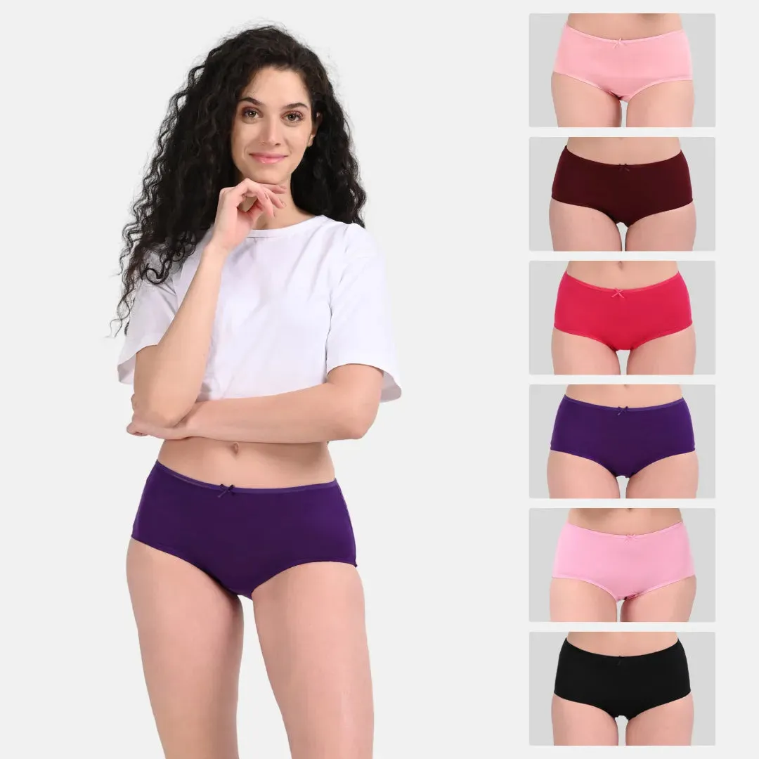 BrZee Hipsters | Lightweight Cotton-Elastane Fabric  | Super Stretchy For Comfort | No Visible Panty Lines | Pack Of 6