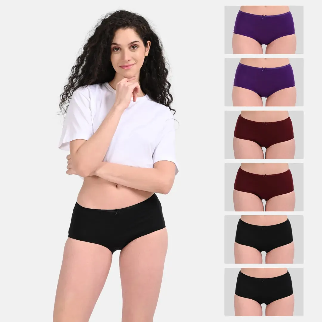 BrZee Hipsters | Lightweight Cotton-Elastane Fabric  | Super Stretchy For Comfort | No Visible Panty Lines | Pack Of 6
