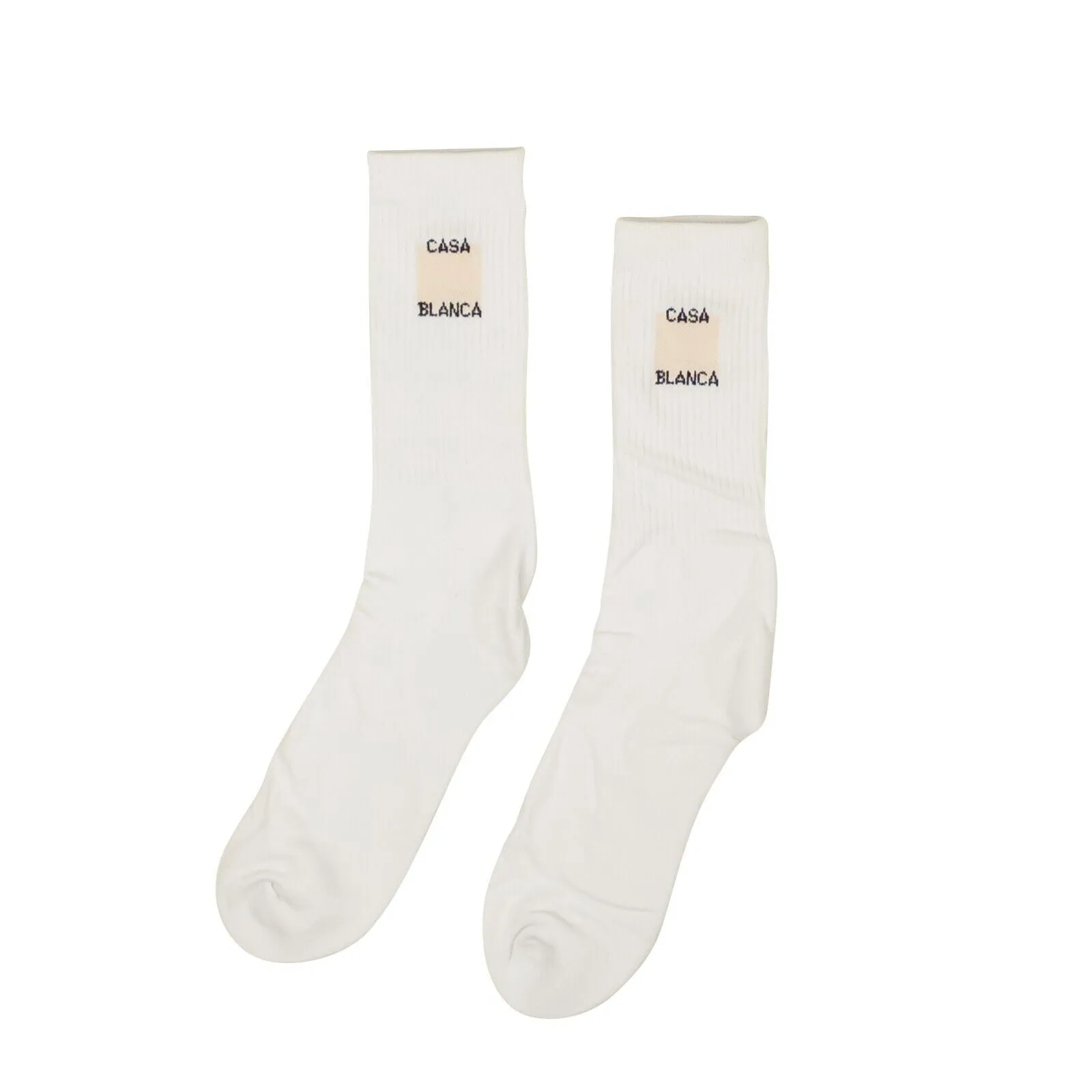 Casablanca Cotton Square Logo Sport Socks - White