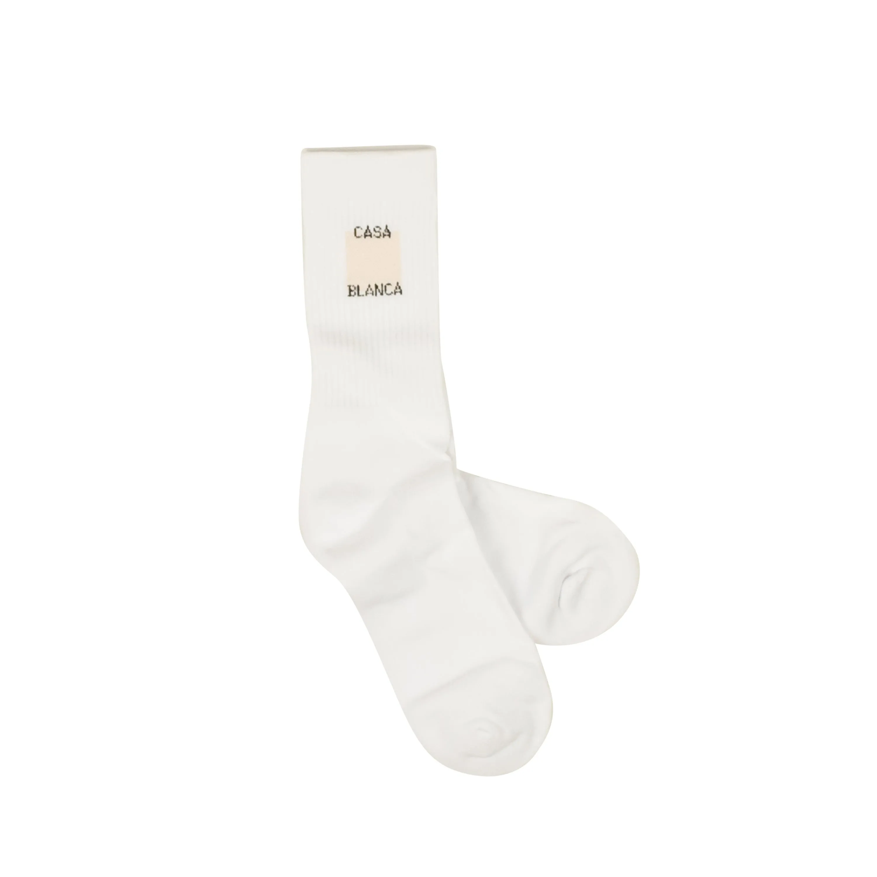 Casablanca Square Logo Ribbed Sport Sock - White/Pink