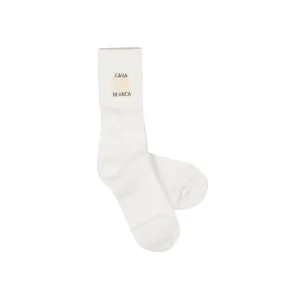 Casablanca Square Logo Ribbed Sport Sock - White/Pink