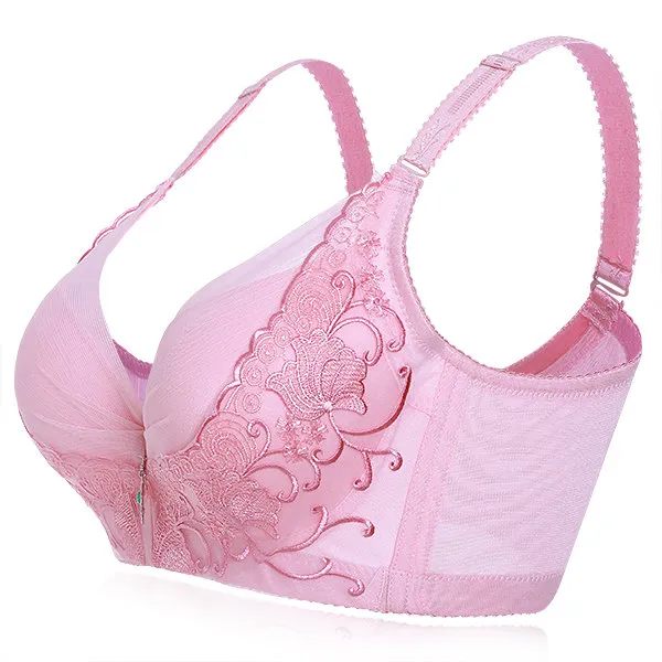 Embroidery Adjustable Gather Push Up Soft Breathable Bras