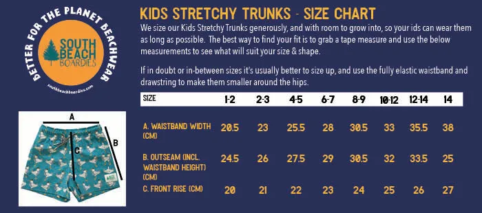 Kids Stretchy Trunks: Aussie Pride