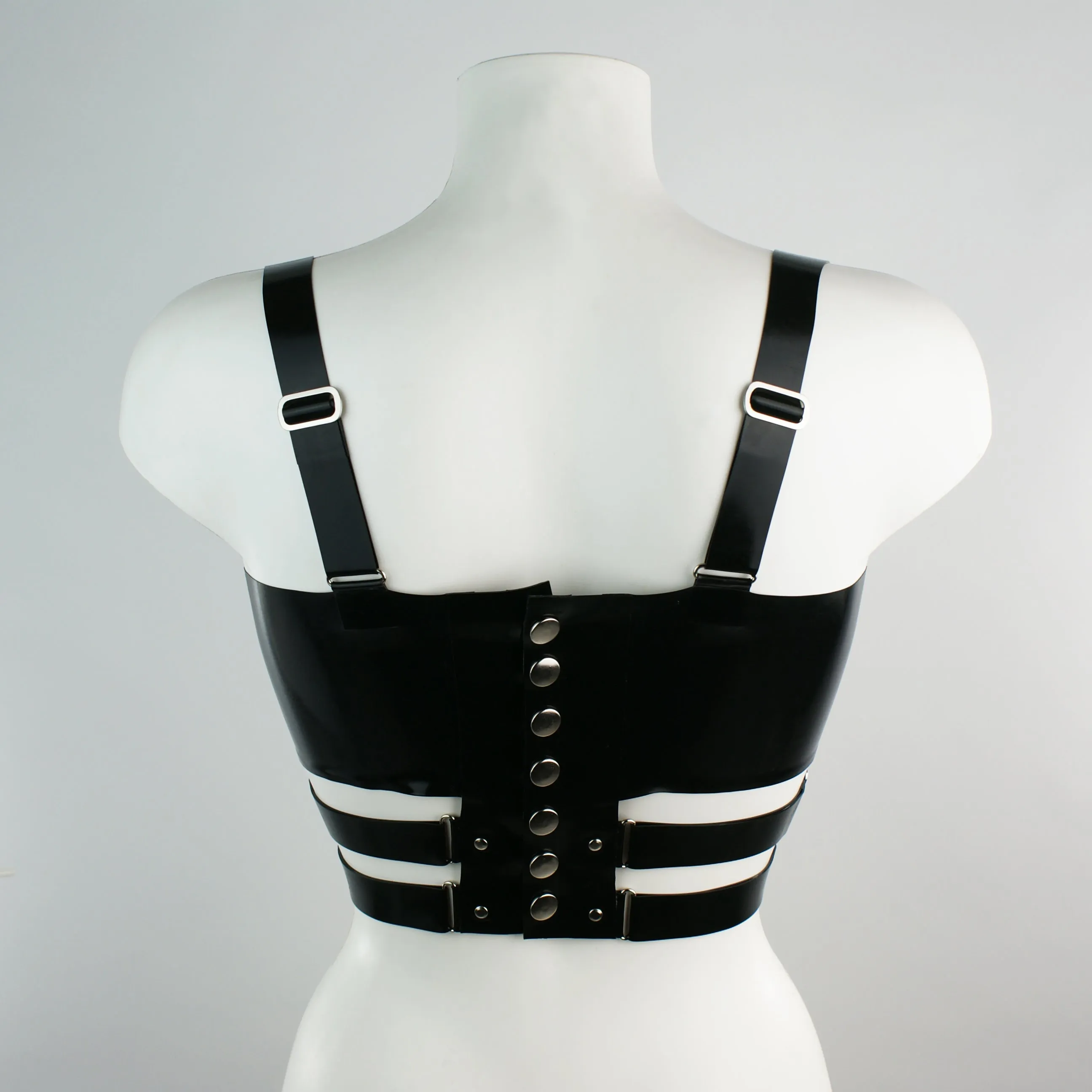 Linear Strappy Latex Basque Bra