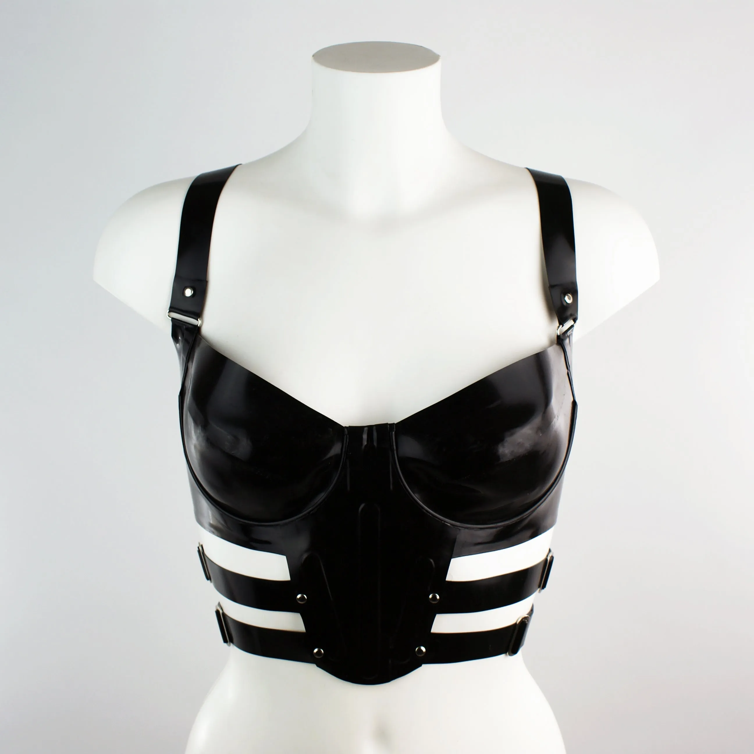 Linear Strappy Latex Basque Bra