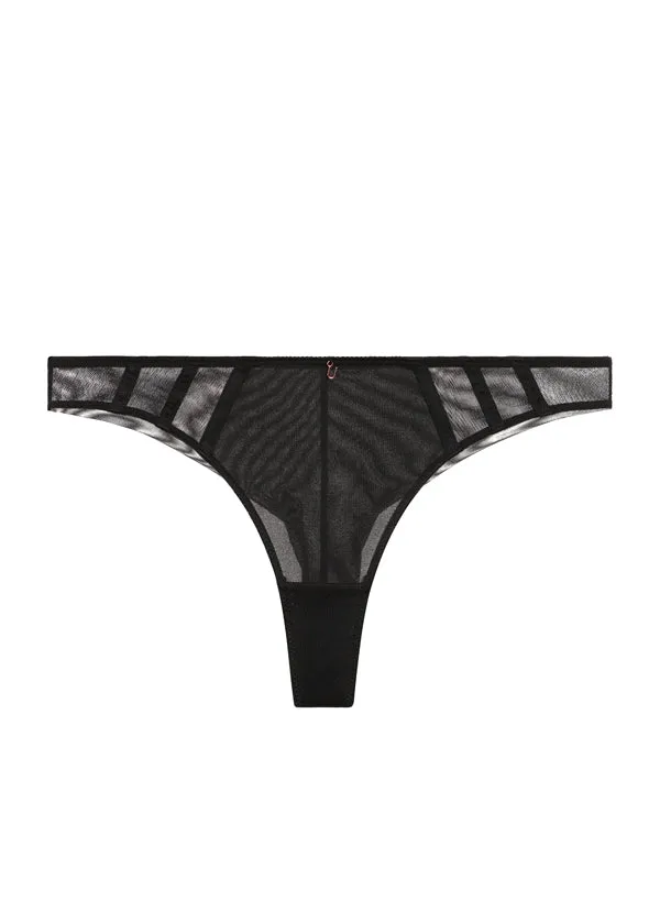 MARLENE Black Mesh Tanga Panties