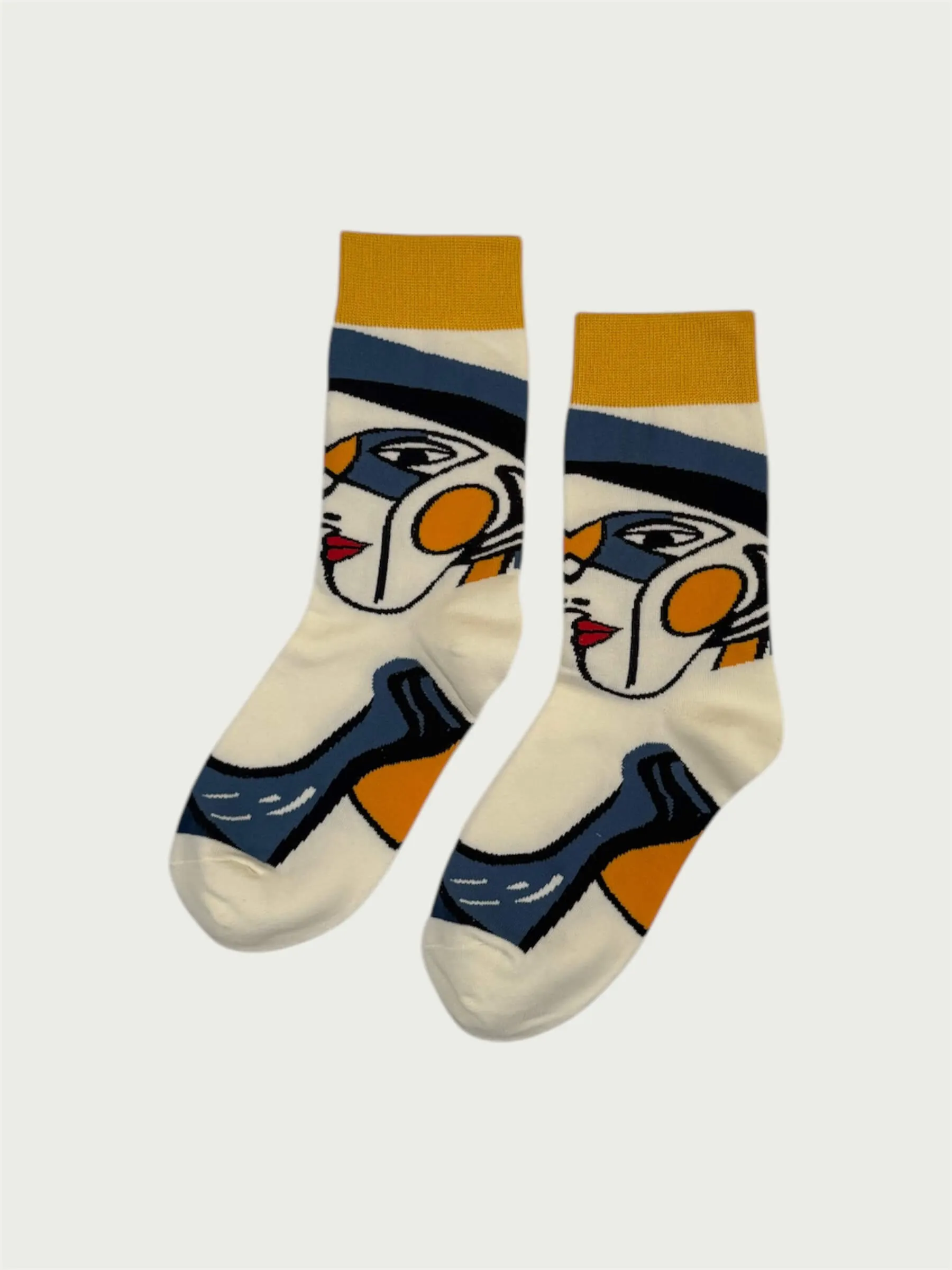 Painted Portrait Sock, yellow