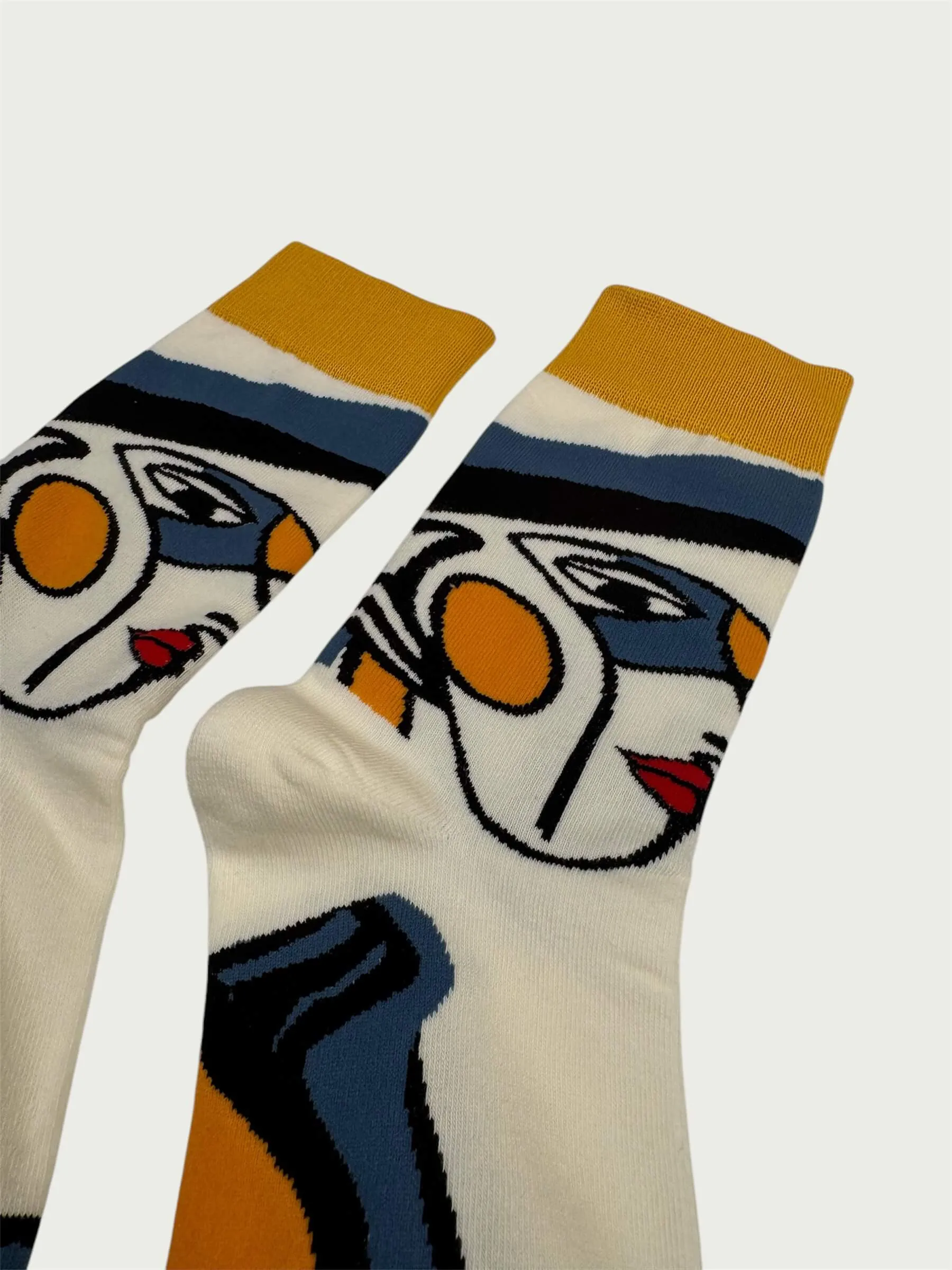 Painted Portrait Sock, yellow
