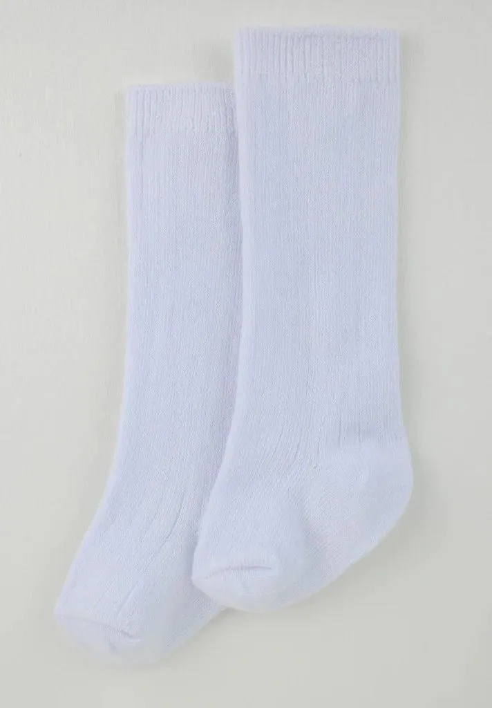 Pex White Ribbed Knee High 2pk