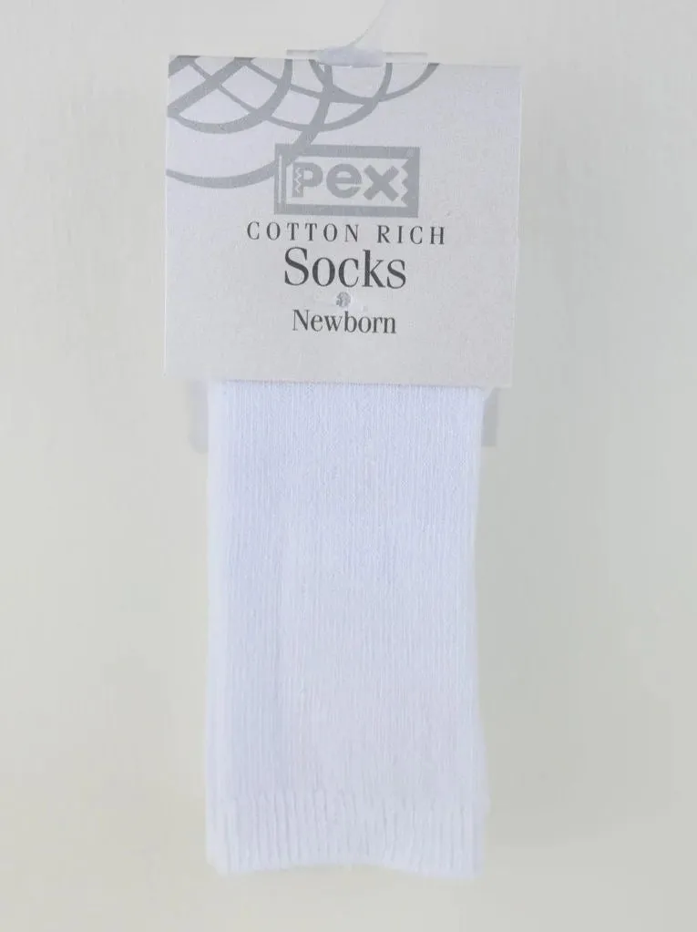Pex White Ribbed Knee High 2pk