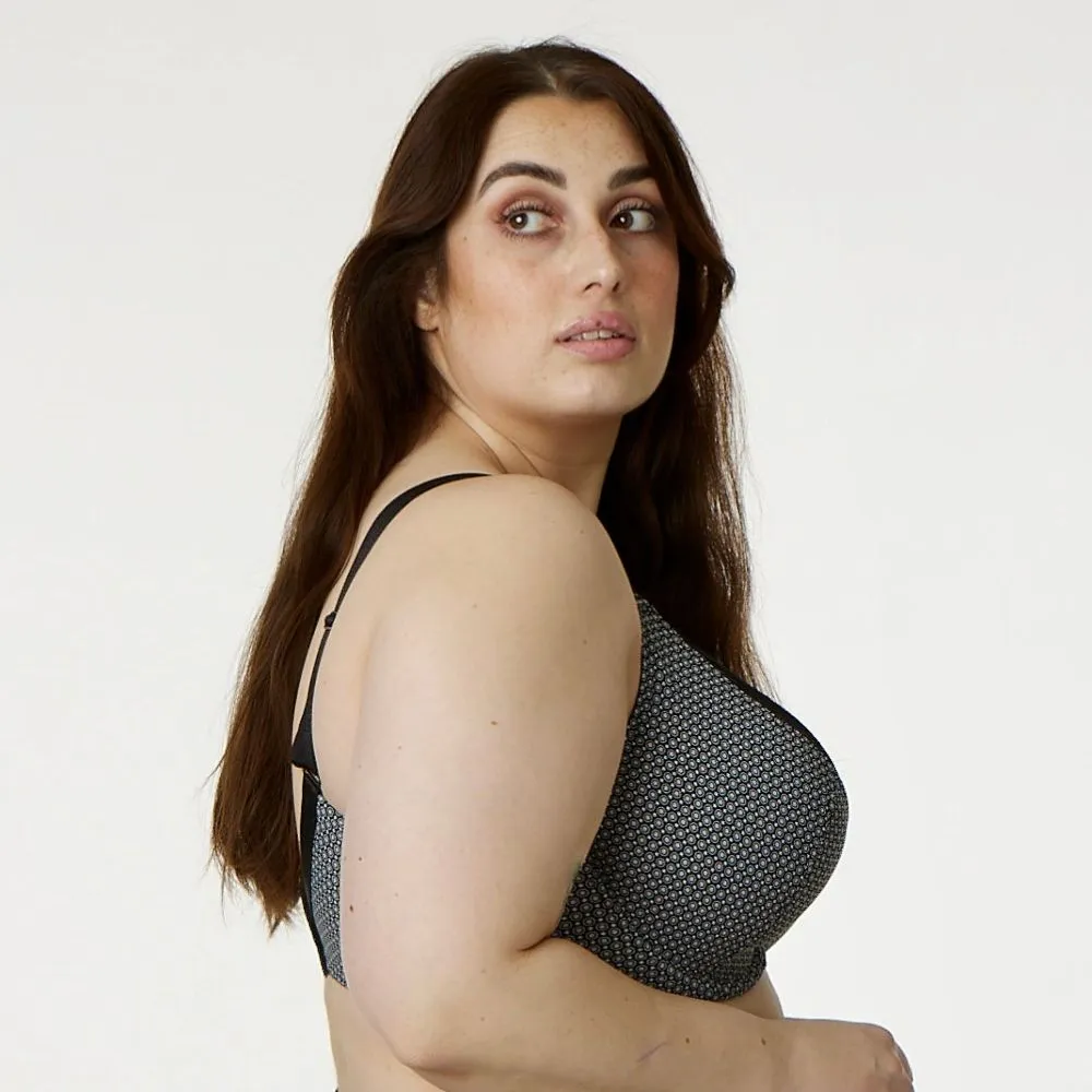 Print Premium Support Bra - Black Pebble
