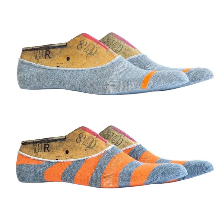 Richer Poorer No Show Socks 2 Pack - Grey & Orange