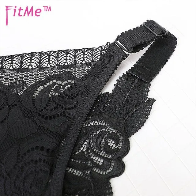 Rose Embroidery Front Closure Wirefree Bra-BLACK