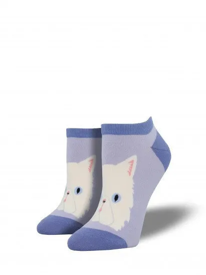 Shortie Lavender Purrfectly Persian Cat Ankle Socks (Women's)