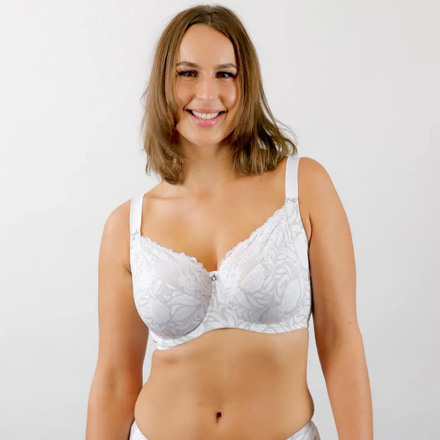 Signature Print Full Cup Bra - White Ice Rose