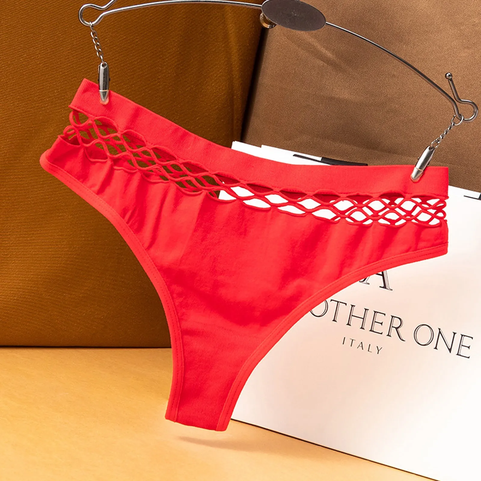 Yomorio 2 Pack Thong Panty Criss-cross Seamless High Waist Hipster Panties