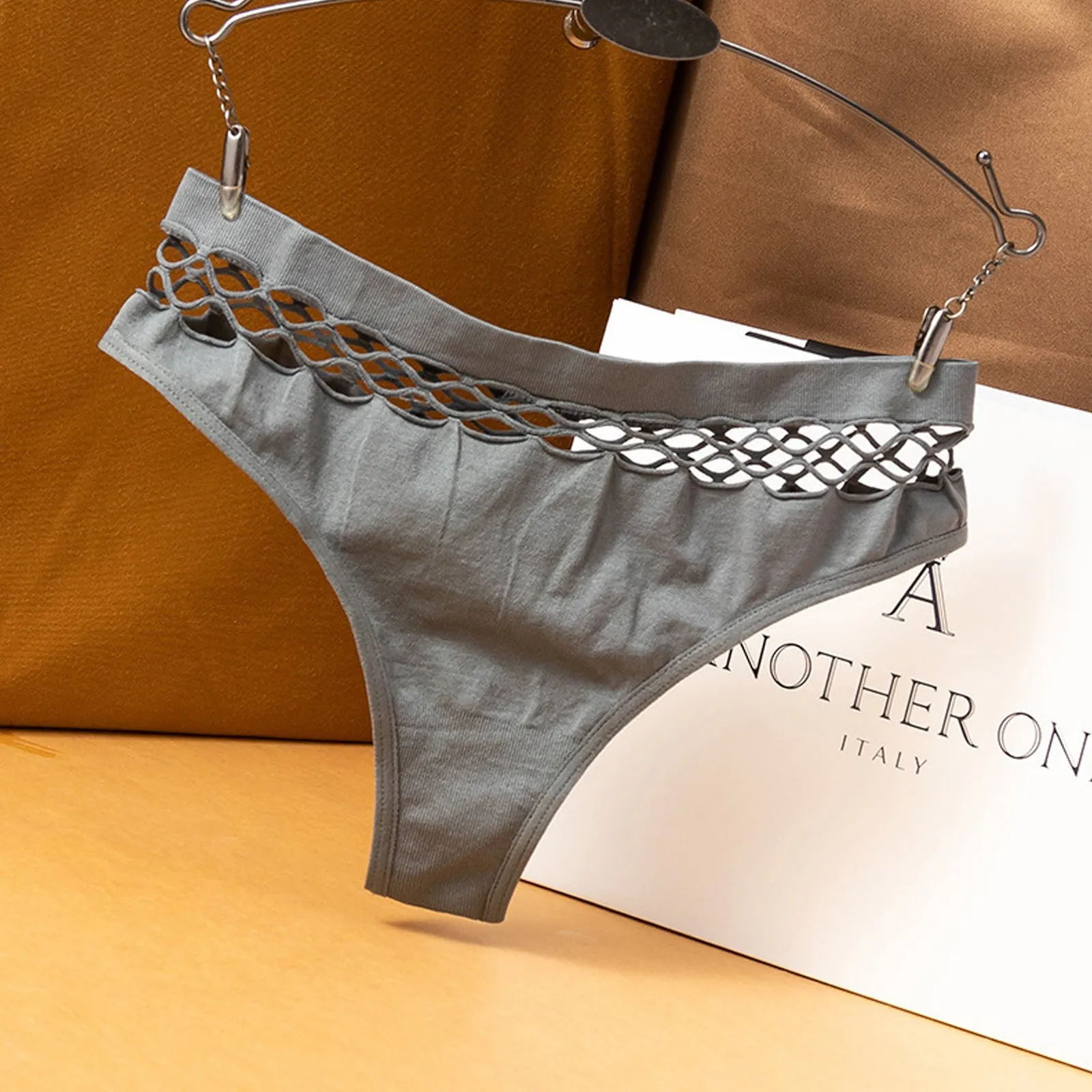 Yomorio 2 Pack Thong Panty Criss-cross Seamless High Waist Hipster Panties